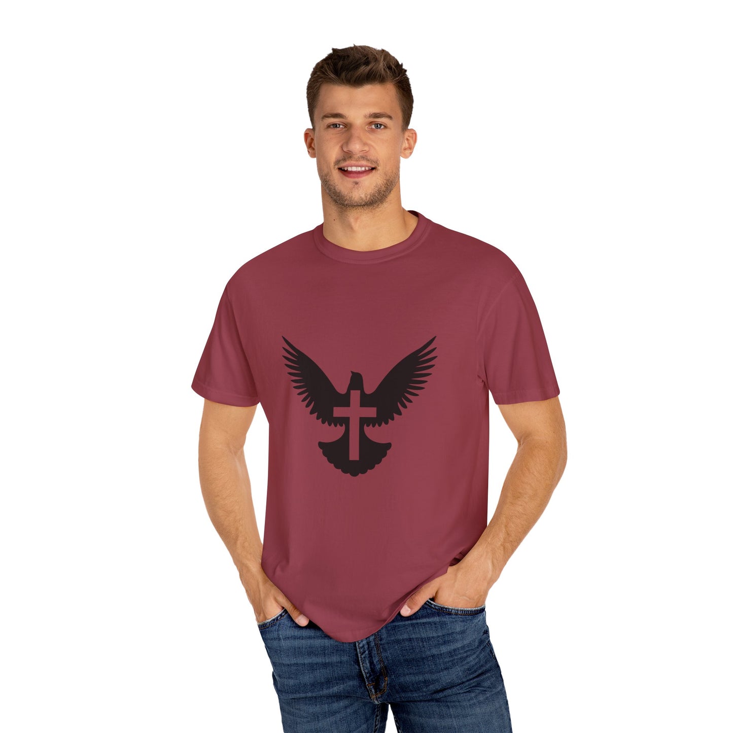 Garment-Dyed T-Shirt with Wings Design, Unisex Inspirational Tee, Casual Wear, Gift for Nature Lovers, Trendy Graphic Shirt