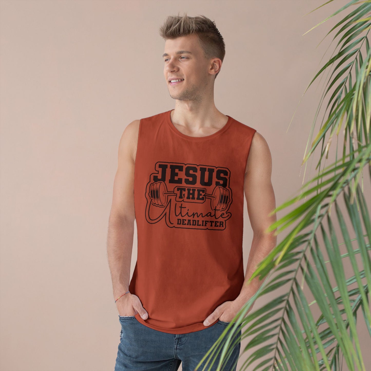 Unisex Jesus Fitness Tank Top, Gym Shirt, Workout Sleeveless Tee, Christian Gym Apparel, Deadlifting Gift