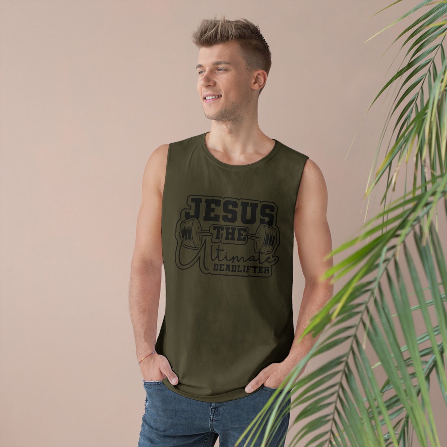 Unisex Jesus Fitness Tank Top, Gym Shirt, Workout Sleeveless Tee, Christian Gym Apparel, Deadlifting Gift