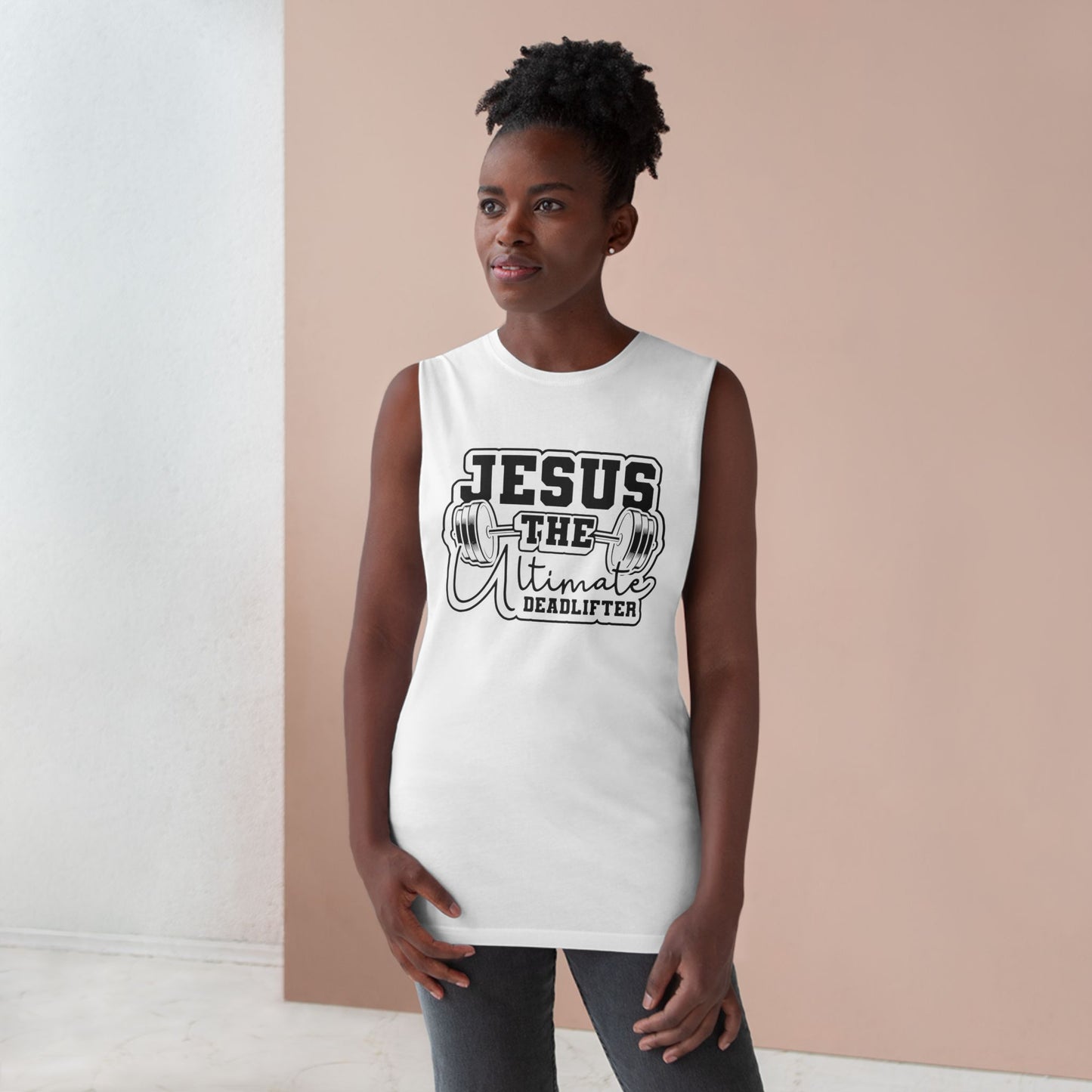 Unisex Jesus Fitness Tank Top, Gym Shirt, Workout Sleeveless Tee, Christian Gym Apparel, Deadlifting Gift