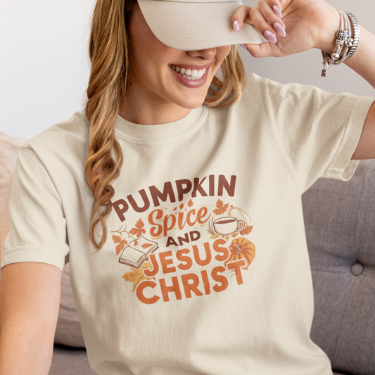 PUMPKIN SPICE AND JESUS CHRIST WOMEN'S TEE