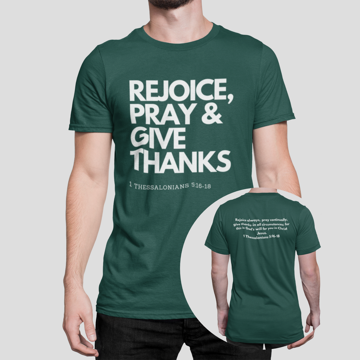 REJOICE, PRAY AND GIVE THANKS MEN'S TEE